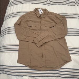 American Eagle Outfitters Tan Casual Button Down Shirt